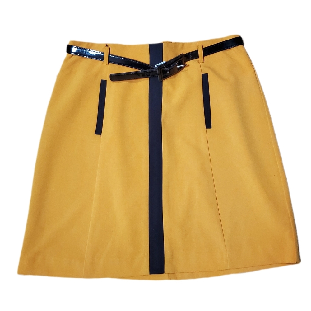 Worthingt Venetian Gold / Black Stylish Belt Skirt MWT with Black Accents Sz 8